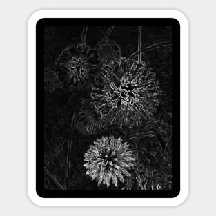 Abstract Black & White Floral Design Sticker